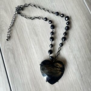 NEW Black Heart Pendant Necklace